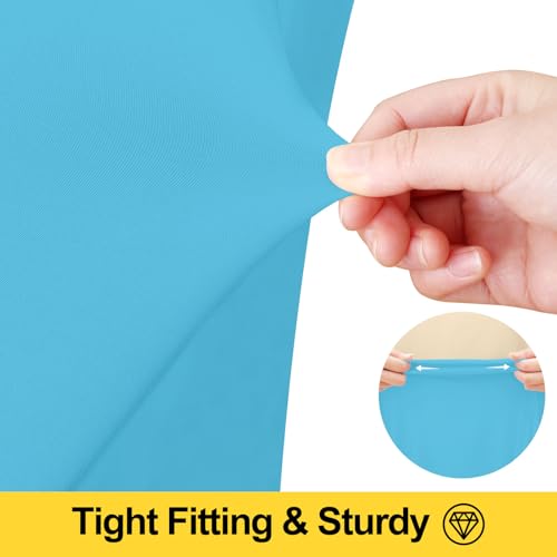 Image of Smiry Spandex Elastic Fitted Table Cloth Skirt for 8FT Rectangle Table | Stretch Washable Table Cloth, Banquet Table Cover for Wedding, Party, Indoor & Trade Shows, (Blue Mist, 96Lx30Wx30H)