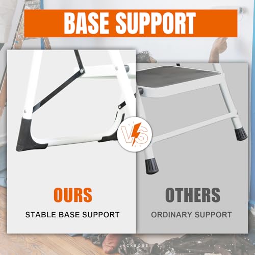 image for Jack Boss 3 Step Ladder, Folding Lightweight Step Stool with Wide Anti