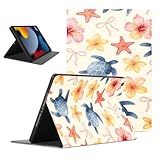 Summer Tablet Case for Lenovo Tab P11 11'', Sea Turtle Starfish Bow Flower Aesthetic Floral Pattern Design Cases for Boys Girls Women Protective Cover Flip Leather PU Funda Adjustabl