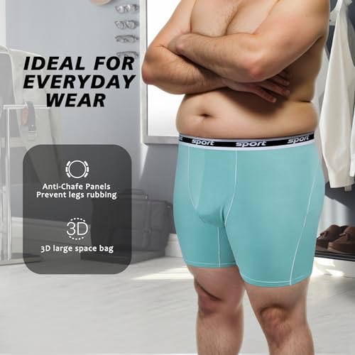 Men Big and Tall Underwear Boxer Briefs - Breathable Moisture Wicking Long Leg Underwear 2XL 3XL 4XL 5XL 6XL3