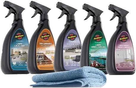 Kit de Limpeza Multiuso, 5 Produtos 500ml, para Laca, MDF, Vidros...