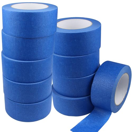 Image of ALIRICH Blue Painters Tape 2 Inch Wide, Paint Tape 10 Rolls x 2 Inches x 55 Yards for Walls Painting Packing Automotive Home Improvement DIY Paper Arts, Total 550 Yards