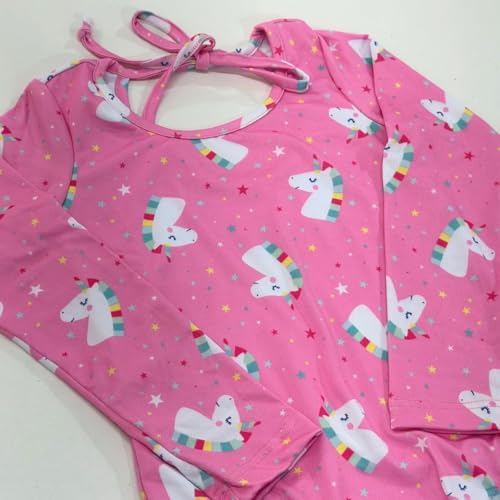 Roupa De Banho Praia Natação Maiô Forrado Infantil Menina (BR, Numérico, 8, Padrão, Unicórnio Rosa)