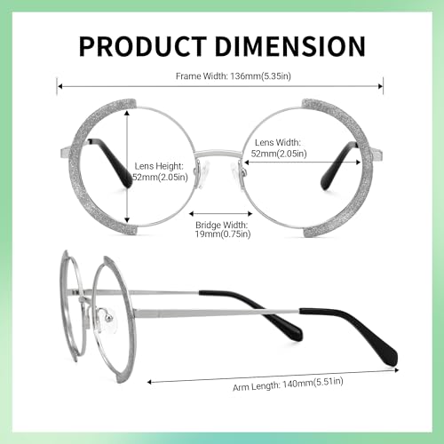 Image of Zeelool Vintage Metal Round Eyeglasses Frame for Women with Non-prescription Clear Lens ZJGM351423
