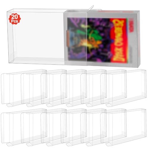 Image of 20Pcs Plastic Protector Case, Display Case Protector Clear Plastic Protection Sleeve Display Box for Atari 2600 7800 Cartridge
