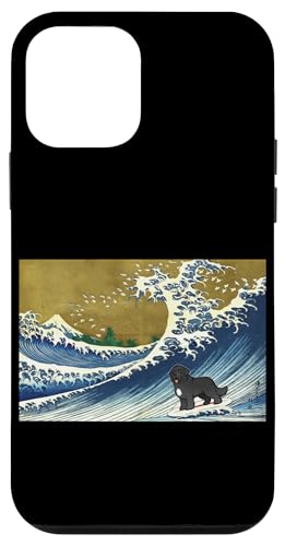 Funny Retro Vintage Surfing A Wave Newfoundland Dog Lover �X�}�z�P�[�X iPhone 12 mini �p