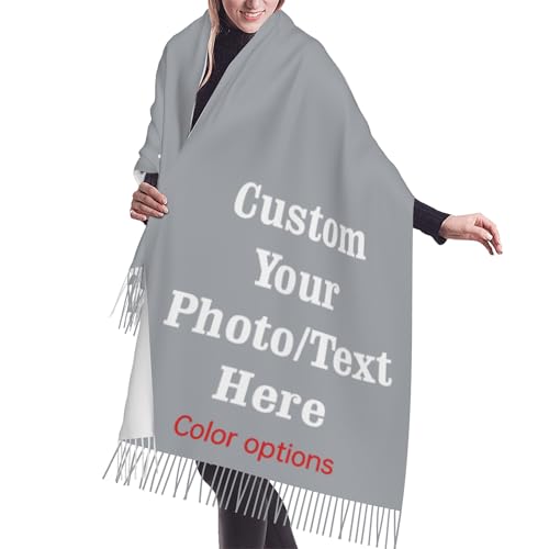 Custom Travel Scarves For Women Personalized Winter Wraps Scarf With Photo Name Text Customized Cashmere Scarf