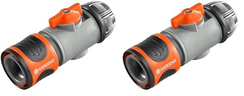 Gardena Regulierstop: Anschlussteil zum Wechsel der Anschlussgeräte, insbesondere bei hohem Wasserdruck, Regulierung und Absperrung des Wasserdurchflusses, Einsatz am Schlauchende, verpackt (2942-20)