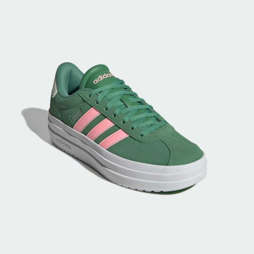 adidas Women's Vl Court Bold Sneaker 5.5 Preloved Green/Pink Spark/Ivory image 4 of 9 B0CMGP571B