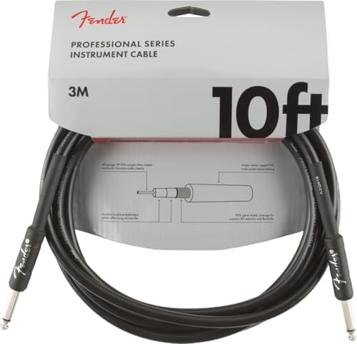 Fender Professional Series Instrument Cable, Guitar Cable 10 ft, Guitar Accessories, Stage Ready with Anti-Kinking Design, Black Fender Professional Series Instrument Cable, Guitar Cable 10 ft, Guitar Accessories, Stage Ready with Anti-Kinking Design, Black