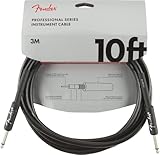 Fender Professional Series Instrument Cable, Guitar Cable 10 ft, Guitar Accessories, Stage Ready with Anti-Kinking Design, Black