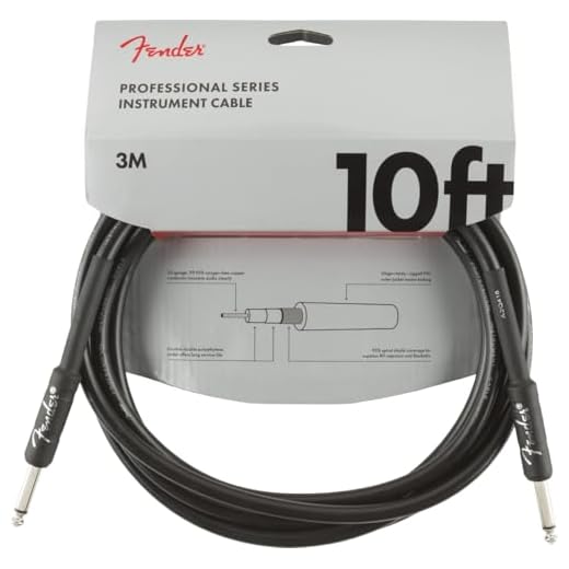 Fender Professional Series Instrument Cable, Guitar Cable 10 ft, Guitar Accessories, Stage Ready with Anti-Kinking Design, Black