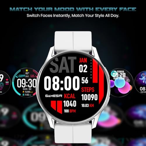 Image of GameSir Evo Vista Smartwatch, 1.39 inch HD Round Display, Bluetooth Calling, Heart Rate & SPO₂, 100+ Sports Modes, IP67, Long Battery Life for Men & Women (Magnatic White)