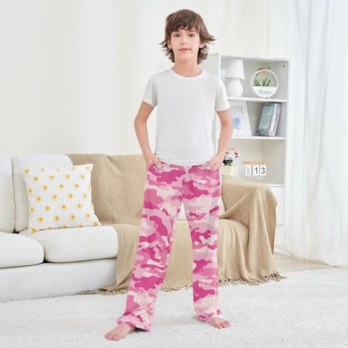 Boys' Pants Pink Camouflage Texture Long Bottoms Jogger Pants Elastic Waist Trousers with Pockets S-XL3