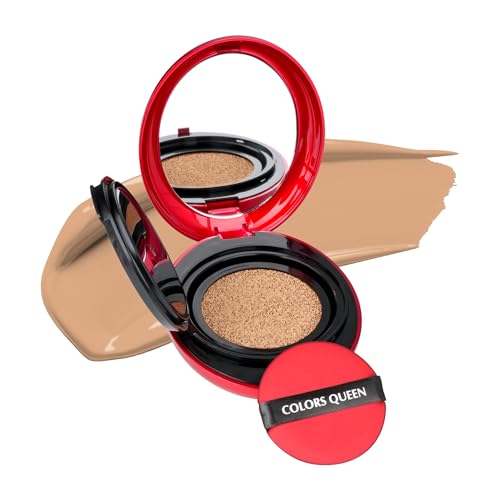 Image of Colors Queen Red Cushion Foundation | Ultra-Light Weight Formula | Satin Glow Finish with Full Coverage | Nourishing & Hydrating | 72 Hours Long Lasting Cushion Foundation for Women | Suitable for All Skin (02 - Natural Beige, 18g)