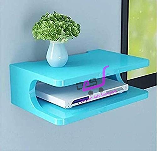 Image of Set Top Box Stand Wall Shelf & WiFi Modem Display Rack for Living Room (Blue)