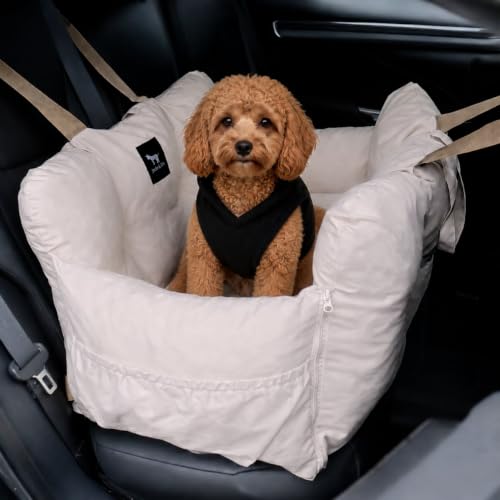 JACKO & CO - Premium Medium Dog Car Seat for Dogs 25-40lbs (Beige Medium)
