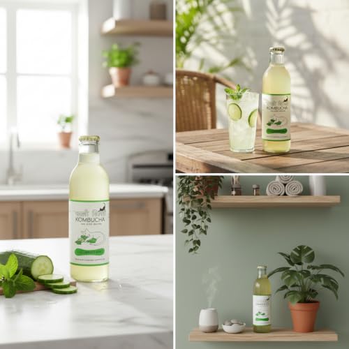 Image of KAALI BILLI Kombucha Cucumber Mint, Pack of 2 | Fermented Tea, All Natural, Gut Healthy Drink | 2 x 250ml | Vegan, Preservative free, Low calorie, Low sugar