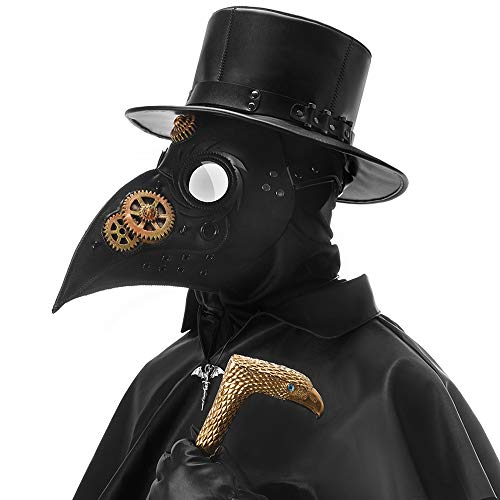 PartyHop Doctor de la Peste Máscara Cuero Nariz Larga Máscaras Steampunk Disfraz para Fiesta de Halloween Cosplay de Carnaval