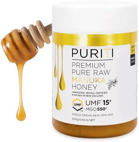 PURITI Manuka Honey MGO 550+ / UMF 15+ | 100% Pure Genuine Raw Manuka Honey | 8.8 Oz / 250g | Harvested, Tested, Certified and Packed in New Zealand