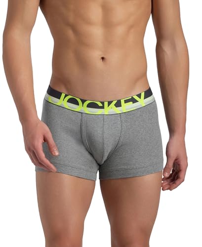 Image of Jockey FP03 Men's Super Combed Cotton Rib Solid Trunk with Ultrasoft Waistband Grey M
