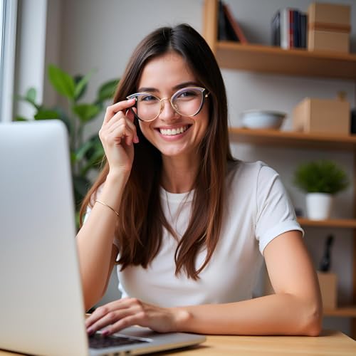 Image of HJSTES Blue Light Blocking Glasses Women Trendy Cat Eye Metal Frame Computer Reading Eyewear(Black)