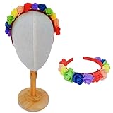 Catelves Regenbogen Headband – 1 Stück Schaumstoff Rosen Haarreif – Bunte Blumen Stirnband für Männer & Frauen – LGBTQ Pride Accessoires für Regenbogenfest, CSD, Queer Party Deko