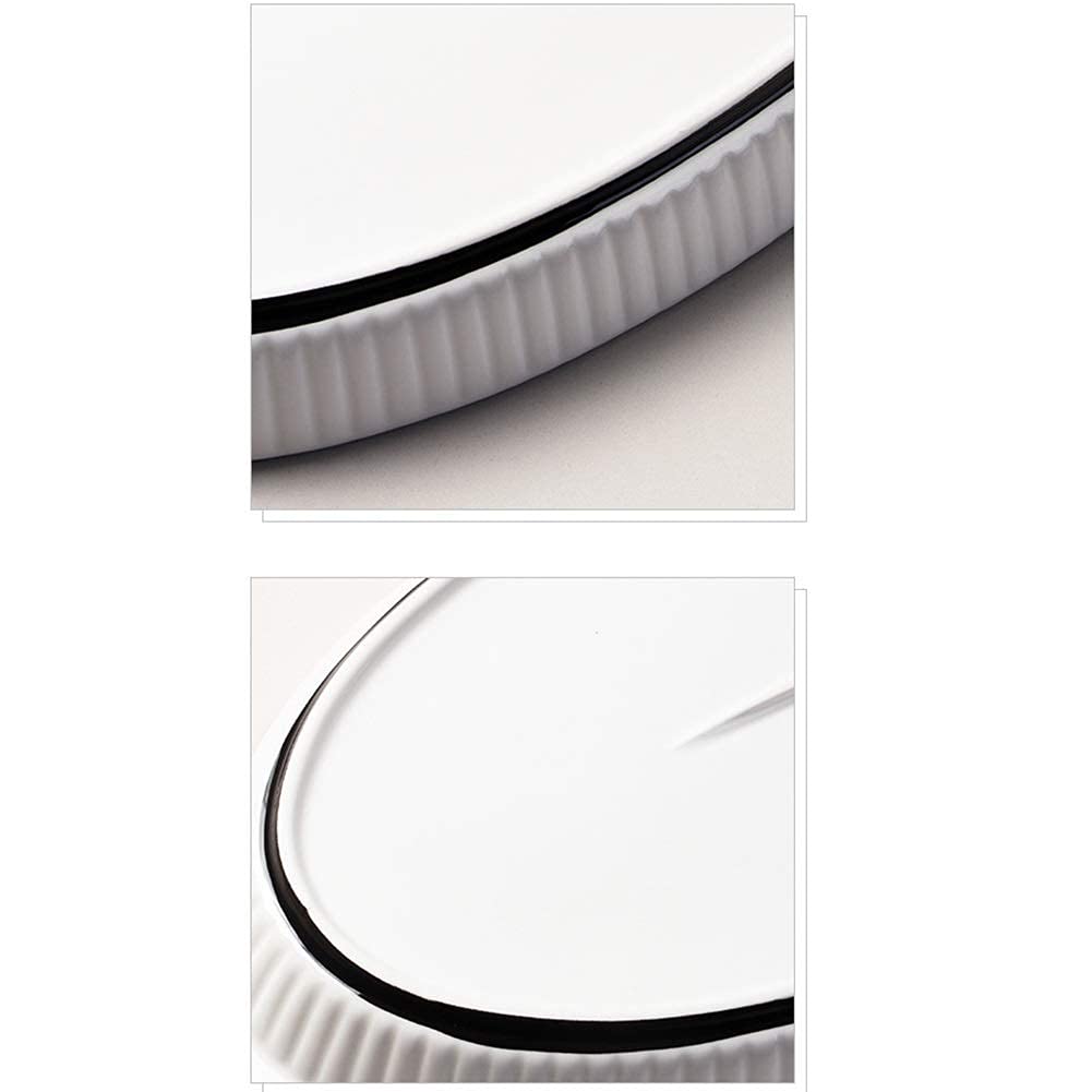 Vaisselle Grandes assiettes plates pour restaurant de cuisine Service de vaisselle en céramique pour micro-ondes et lave-vaisselle (Couleur : Blanc A, Quantité : 4) little surprise