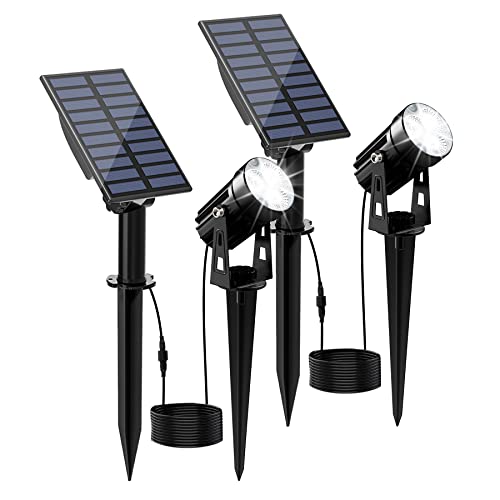 CREPOW Solar Spot Lights Outdoor, Solar Landscape Spotlights IP65 Waterproof 9.8ft Cable, Auto On/Off Outdoor Wall Lights for Garden Yard Driveway Porch Walkway Pool 6000K White 2 Pack CREPOW Solar Spot Lights Outdoor, Solar Landscape Spotlights IP65 Waterproof 9.8ft Cable, Auto On/Off Outdoor Wall Lights for Garden Yard Driveway Porch Walkway Pool 6000K White 2 Pack
