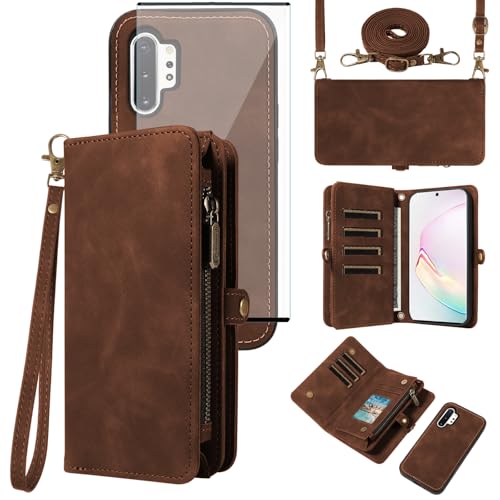 Étui portefeuille Samsung Note 10 Plus en cuir élégant avec porte-cartes