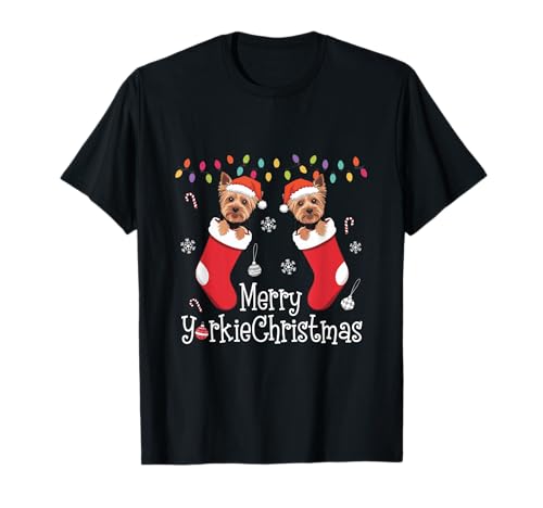Merry Yorkie Christmas Yorkshire Terrier Christmas Party T-Shirt