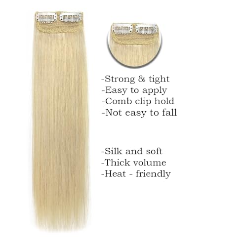 Image of Real 100% Human Hair 2Clip Extension Remy Straight Side Bangs Patch To Add Side Hair Volume LightBlonde Color Highlights | Soft Natural Looking Reusable Lightweight Clip Extension for Daily Use, Styling & Party Causal Wear | 6inch Hair Length (1pc)