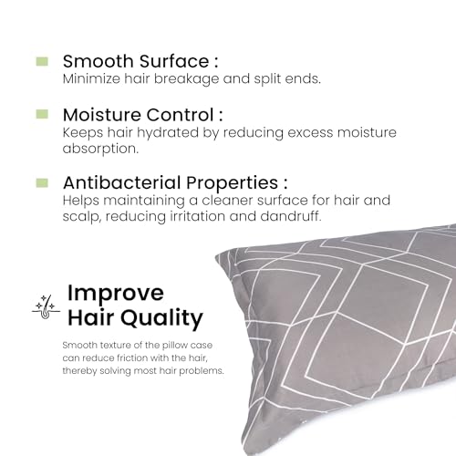 Image of Mush Bamboo Printed Pillow Cover Set of 2 | 100% Bamboo Pillow Cover for Hair and Skin | 300 TC | Breathable, Silky Soft and Envelope Pillowcases | 17 inchx27 inch Geometric Print, Grey