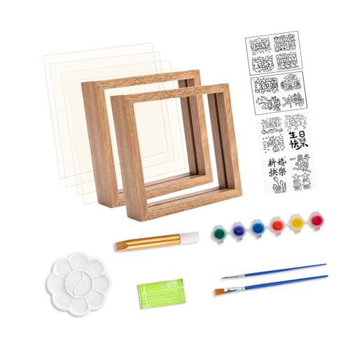 Arte A Mano Bebé Juego Pintura Vidrio Artesanal Con Marco Madera 6 Pintura Color Para Cumpleaños Baby Baby Showers Abuelos Juego Manualidades