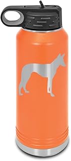 Ibizan Hound Laser Engraved Water Bottle Customizable Polar Camel Stainless Steel with Straw - Dog Canine pet Orange 32 oz