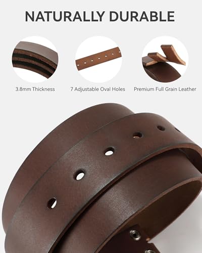 Image of CHAOREN Western Belts for Men without Buckle - Cowboy Belt 1.5 inch Full Grain Leather Belt for Jeans - One Solid Piece Leather