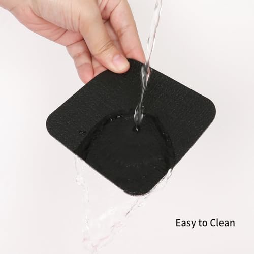 Miniatura 4 de Chitomars Posavasos Originales, Doble Cara Posavasos Con Soporte De Metal Antideslizantes Lavables Plastico Posavasos Para Cerveza Botellas, Tazas De Café Y De Bebidas Gris Negro, Cuadrada