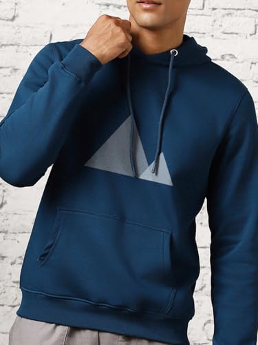 Image of Nobero Men's Printed Regular Fit Hoodie | Cotton Rich Fleece Sweatshirt for Men | Soft & Warm Hooded Pullover | Casual Winter Wear