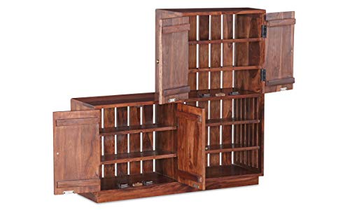 Image of The Attic Davidson Shoerack, Shoe Storage Cabinet for Home /Shoe Rack with Seat & Door /Shoe Organizer /Shoe Rack for Home, Natural Matte Finish