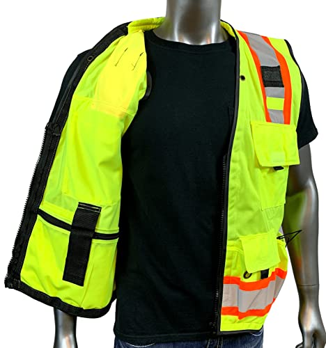 Vero1992 (F Safety Vest For Men's, High Visibility Vest With Pockets and Zipper, Engineer Reflective Safety Vest,