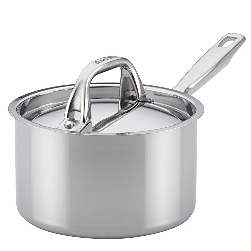 Anolon Advanced Stainless Steel Triply Sauce PanSaucepan with Lid 2 Quart Silver