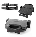 EMPOTEC Bistecchiera Elettrica Piastre Removibili in Alluminio Antiaderente 34x24cm Basculanti 180° con Altezza Variabile e Accensione Separata Temperatura Regolabile 2000W Griglia Cuoce Carne Pesce