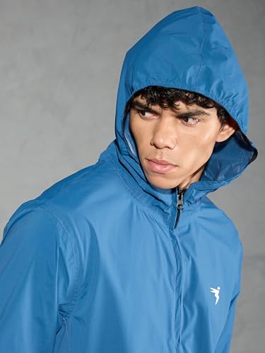 Image of TECHNOSPORT Men's Blended Standard Length Slim Fit Solid Hooded Wrinkle Free Raincoat