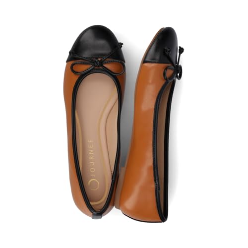 Journee Collection Womens Kaiah Ballet Dress Flats with Bow Cushioned Slip On Round Cap Toe Two Tone Mesh Shoe4