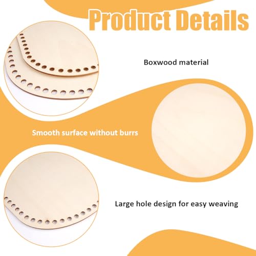 Jyongrmy 5 Stück Korbboden zum Häkeln, 10/15/20/25/30 cm Naturholzkorbboden Korbboden aus Holz, Oval/Rund Holzboden für Häkelkorb für DIY-Handtaschen, Korbflechten, Bastelarbeiten, Wohnraumdekoration