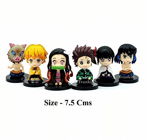 Image of Trunkin Demon Slayer Set of 6 Sitting Chibi Action Figure Set Action Figurine Nezuko Tanjiro Inosuke Zenitsu Kanae Kocho Kimetsu No Yaiba