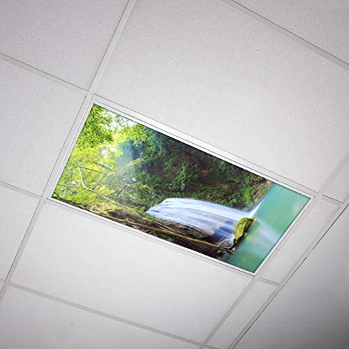 Fluorescent Light Cover for Classroom Ceiling Lights - Premium Backlit Film 2x4 (22.38"x46.5") Florescent Fixture (Pack of 1) School, Office, Sensory, Improve Focus, Eliminate Headaches - Waterfall