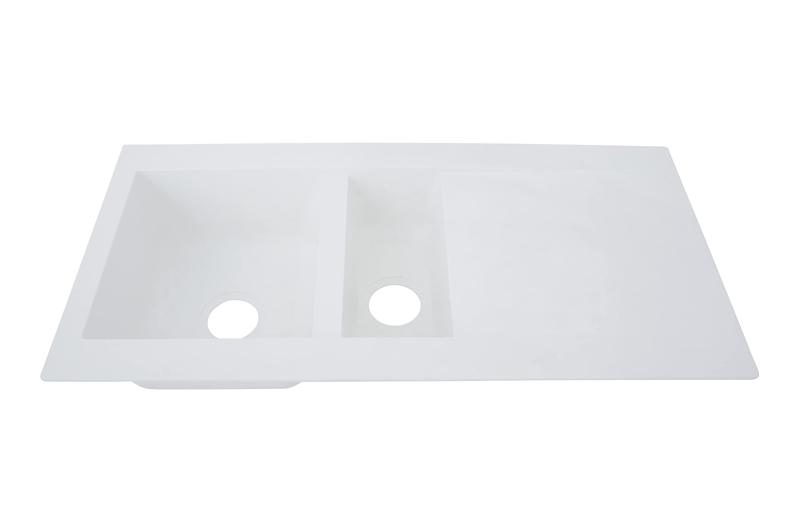 Respekta Lavello da Cucina Denver in Mineralite Color Bianco, Lavello da Incasso con 1 vasca, dimensioni 100 x 50 cm, Lavello Adatto per Mobili Sottolavello da 60 cm di Larghezza