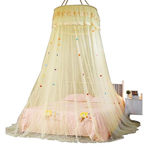 Cuna Red Cúpula de Techo suspendido Cama con Dosel Princesa Reina Mosquitera Cama Carpa Cuna Verano Mosquito Esencial (Color : Yellow)