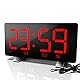 ThreeH Radio-Digitaluhr mit USB-Telefonladegerät 7,3’’ LED Curved-Screen-Display mit Dimmer 2 Weckereinstellung Funkuhr für Schlafzimmer Rot
